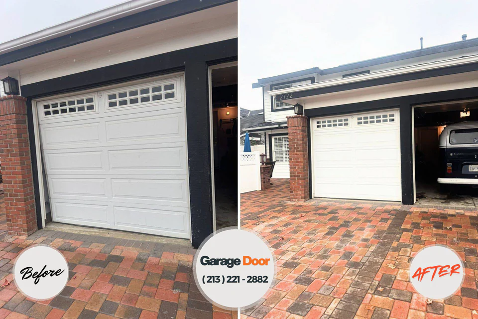 Before and after: garage door installation Lake Waccamaw, NC